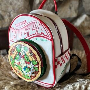Loungefly White and Red Pizza Backpack